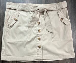 White House Black Market Beige Utility Mini Skirt w/Removable Belt Size 14 NWT